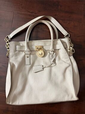 Michael Kors Cream Leather with Gold-Tone Hardware